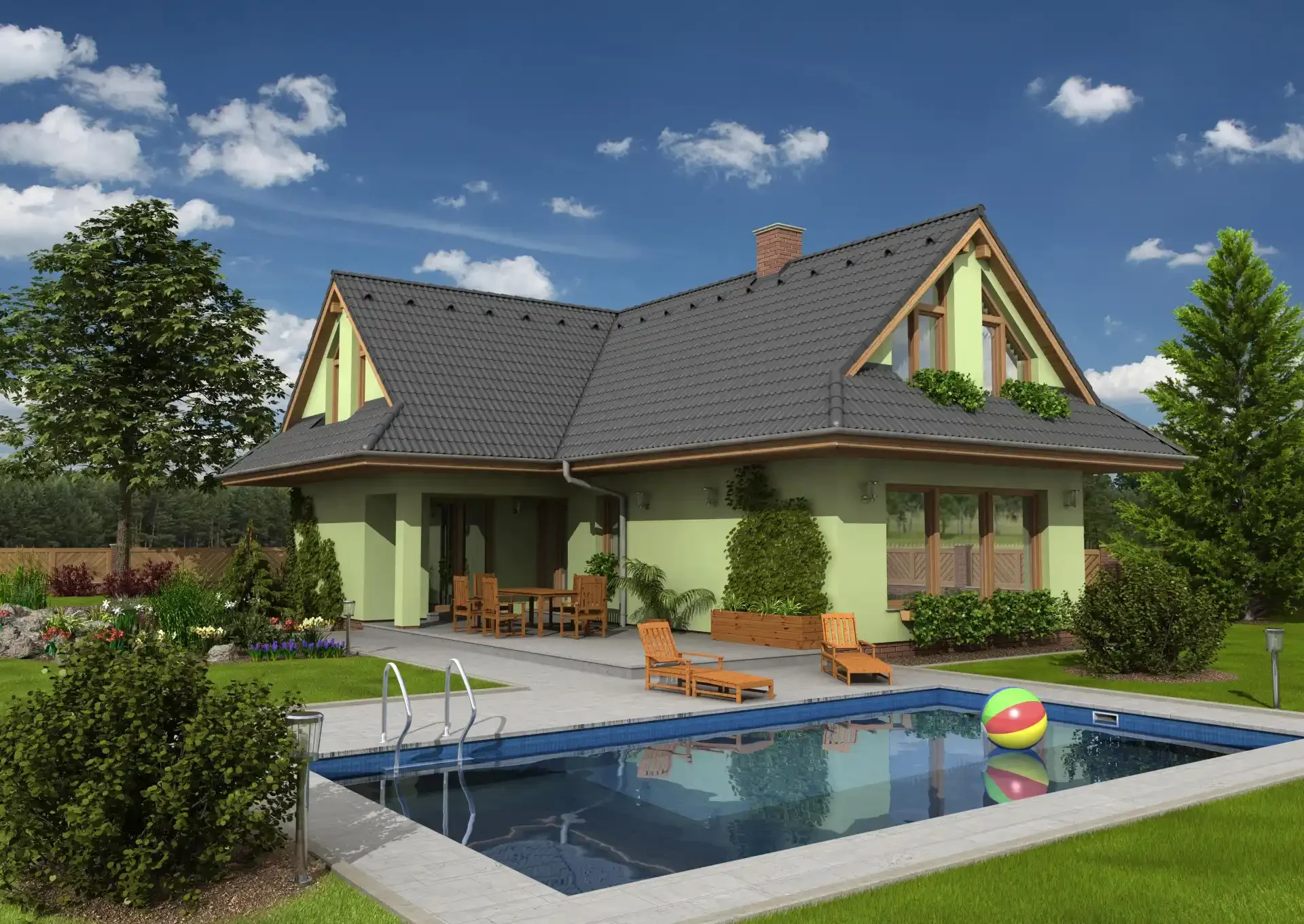 Moderní rodinný dům Triton s bazénem a balkonem